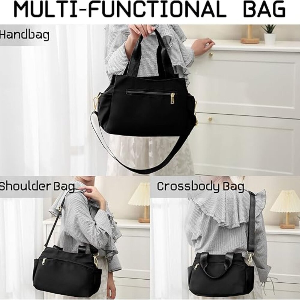 NWT! Lightweight Water-Resistant Purse Shoulder Bag Tote with Detachable Strap